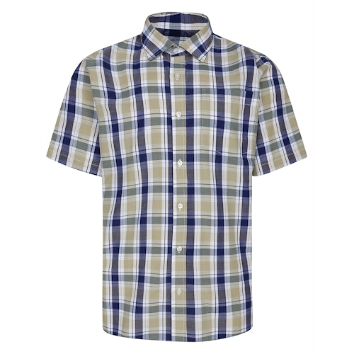 Bigdude Short Sleeve Check Shirt Cream