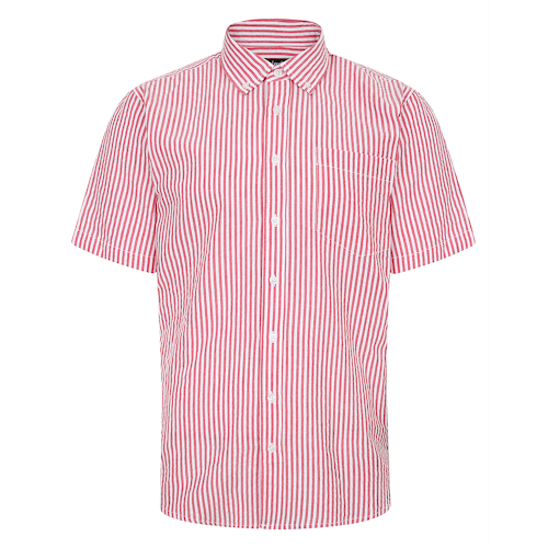 Bigdude Short Sleeve Seersucker Shirt Red/White