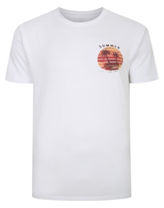 Bigdude Summer Palm Tree Print T-Shirt White Tall