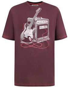 D555 Barnsley Guitar & Amp Printed T-Shirt Burgundy