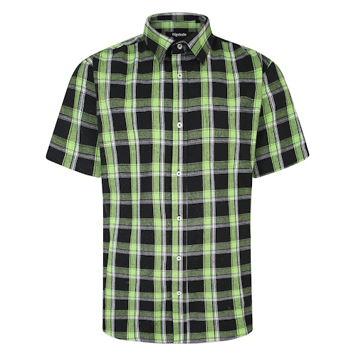 Bigdude Short Sleeve Check Shirt Light Green