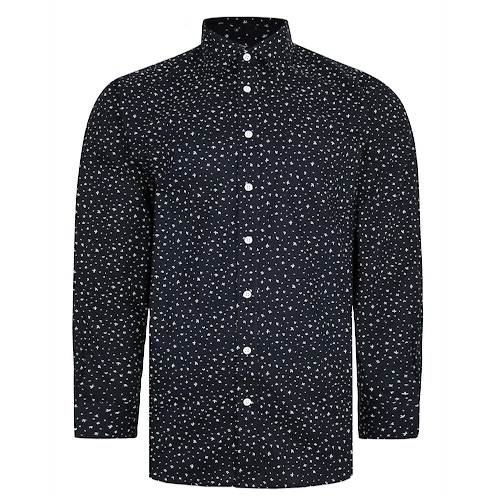 Bigdude Patterned Long Sleeve Shirt Black