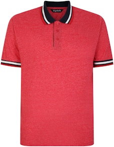 Bigdude Two Tone Contrast Polo Shirt Red