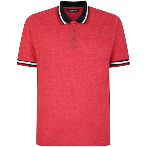 Bigdude Two Tone Contrast Polo Shirt Red