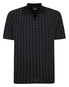 Bigdude – Poloshirt mit geometrischem Print, Schwarz, Groß