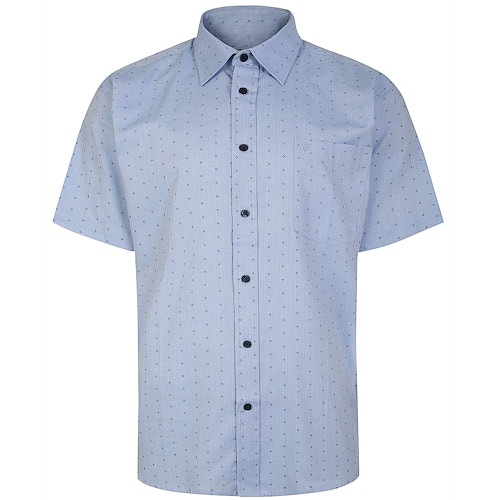 Cotton Valley All Over Print Short Sleeve Shirt Blue