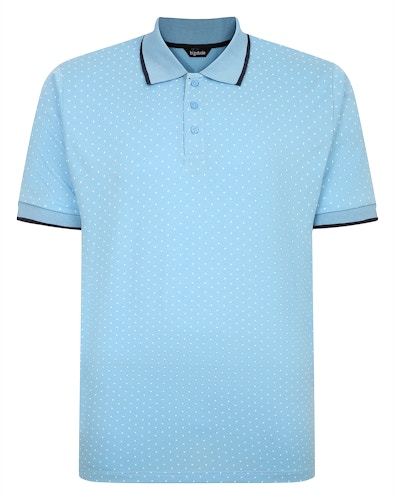 Bigdude Spot Print Polo Shirt Blue