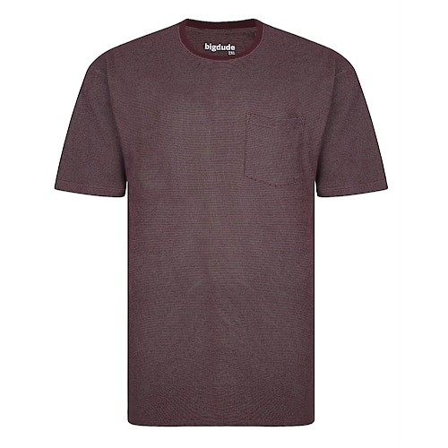 Bigdude Jacquard T-Shirt With Pocket Burgundy Tall
