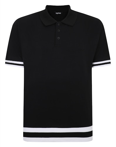 Bigdude Contrast Stripe Polo Shirt Black