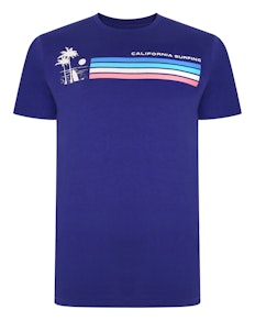 Bigdude California Surfing Print T-Shirt Cobalt Tall