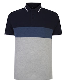 Bigdude Colour Block Pique Polo Shirt Navy
