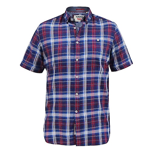 D555 Portland Check Short Sleeve Shirt Blue/Red