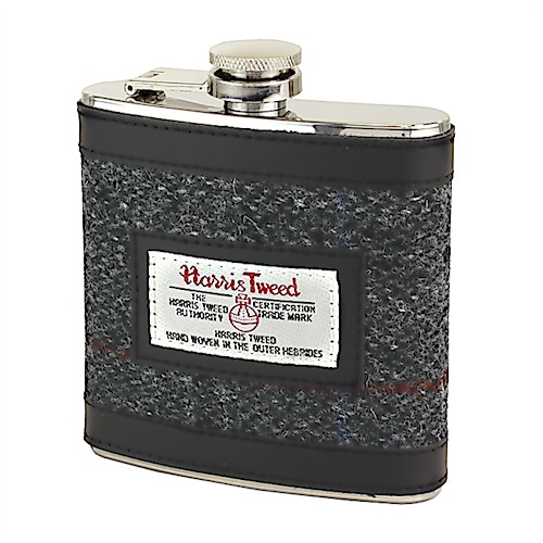 The British Bag Company Grey Harris Tweed Hip Flask