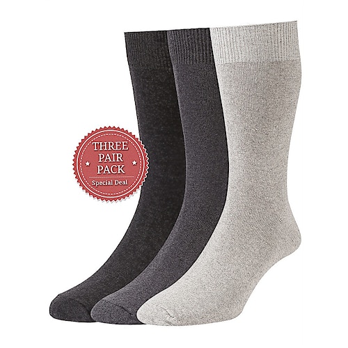 HJ Hall Plain Knit Three Pack Socks Grey