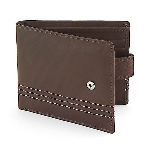 Sophos Tri Striped Brown Leather Wallet