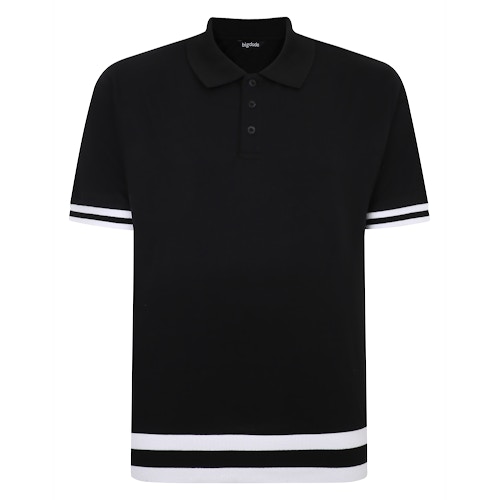 Bigdude Contrast Stripe Polo Shirt Black Tall