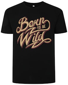 Bigdude „Born To Be Wild“-Print-T-Shirt in Schwarz, groß