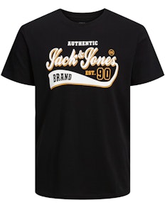 Jack & Jones – Bedrucktes T-Shirt mit Rundhalsausschnitt in Schwarz