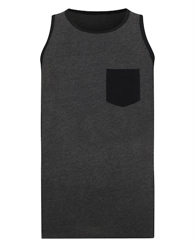 Bigdude Contrast Pocket Vest Charcoal Tall