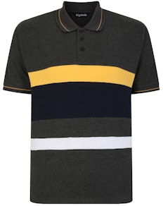 Bigdude Tipped Colour Block Polo Shirt Charcoal Tall