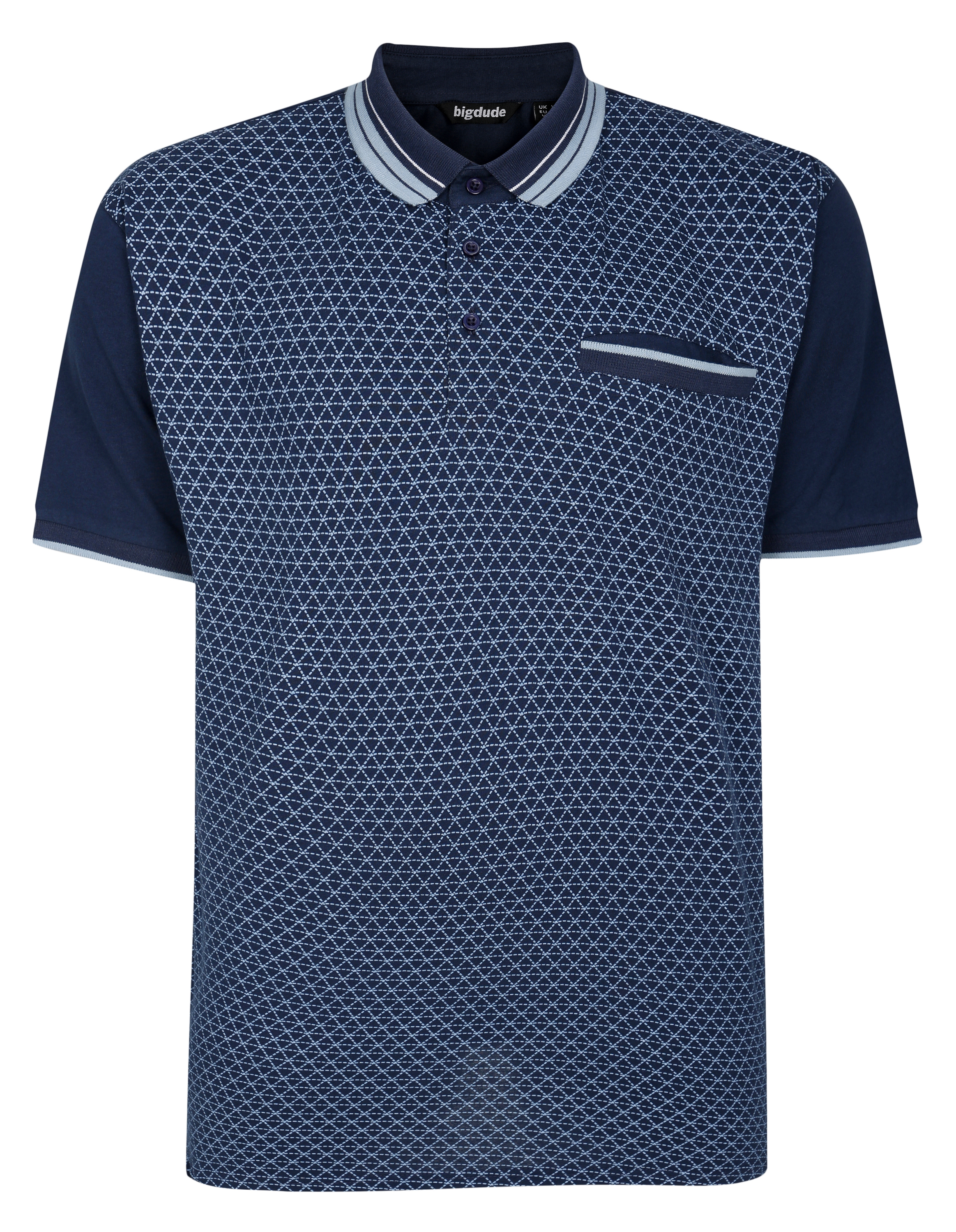 Bigdude All Over Floral Print Polo Shirt Charcoal Tall | BigDude