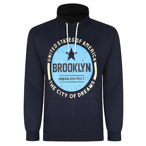 Bigdude 'Brooklyn' Print Pullover Hoody Navy