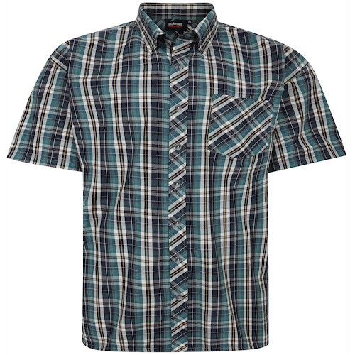 Espionage Short Sleeve Check Shirt Green