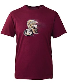 Cotton Valley Bike & Skull Print T-Shirt Wine