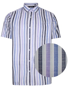 Bigdude Striped Woven Short Sleeve Shirt Purple White