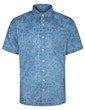 Leaf Print Short Sleeve Shirt Blue