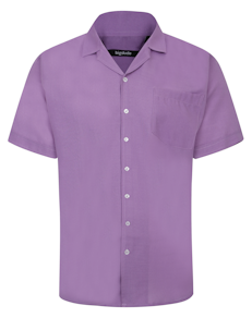 Bigdude Light Linen Touch Short Sleeve Shirt Lilac Tall