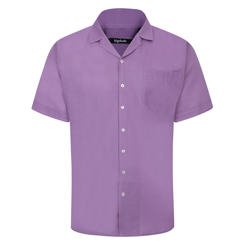 Bigdude Light Linen Touch Short Sleeve Shirt Lilac Tall