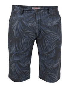 D555 Panther Hawaiian Leaf Print Stretch Chino Shorts Navy