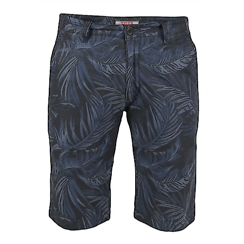 D555 Panther Hawaiian Leaf Print Stretch Chino Shorts Navy