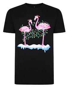 Bigdude Xmas T-Shirt Flamingos Black