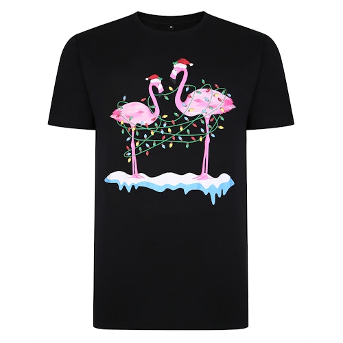 Bigdude Xmas T-Shirt Flamingos Schwarz