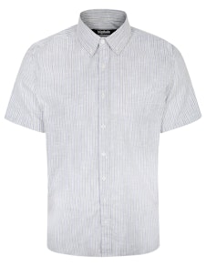 Bigdude Short Sleeve Striped Summer Shirt White Tall