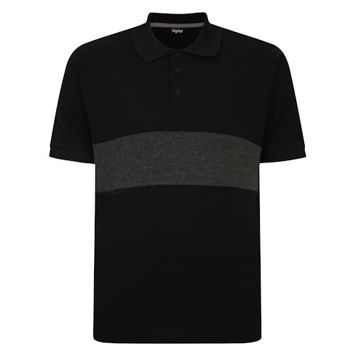 Bigdude Pure Cotton Colour Block Polo Shirt Black/Charcoal Tall