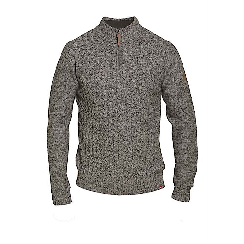 D555 Louie Cable Knit Zip Neck Sweater Charcoal