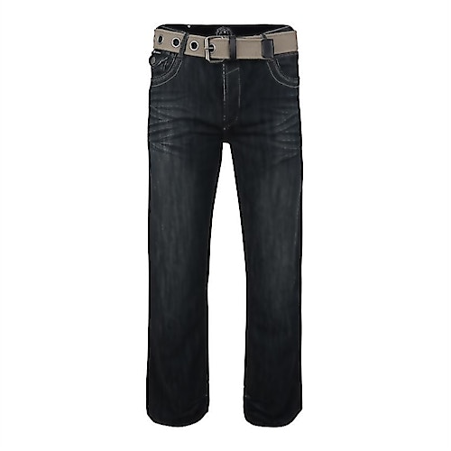 KAM Barc Belted Relaxed Fit Jeans