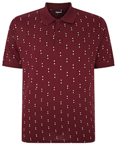 Bigdude Geometric Print Polo Shirt Burgundy