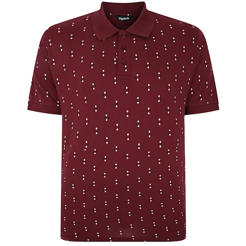 Bigdude Geometric Print Polo Shirt Burgundy