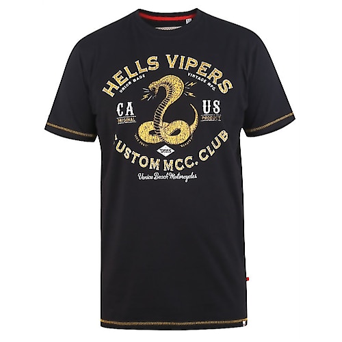 D555 Wooton Hells Vipers T-Shirt mit Schlangenmuster Schwarz