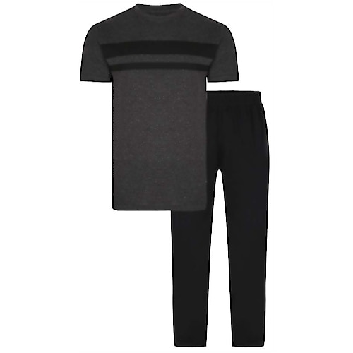 Bigdude Short Sleeve Pyjama Set with Stripe Black