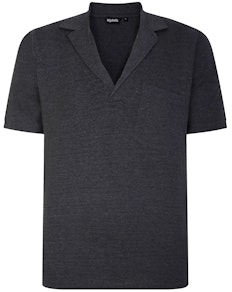 Bigdude Revere Collar Polo Shirt Charcoal