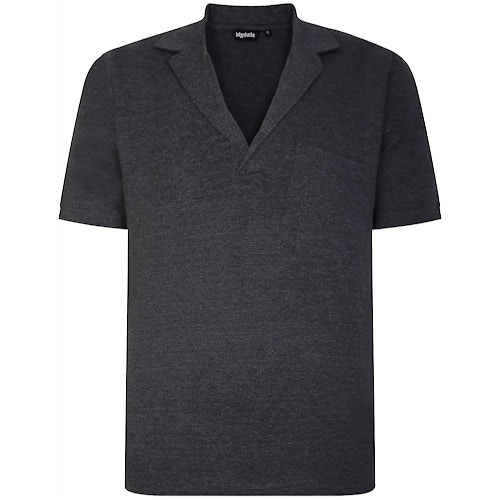Bigdude Revere Collar Polo Shirt Charcoal