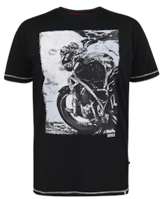 D555 Pinewood Photographic Bike Print T-Shirt Black