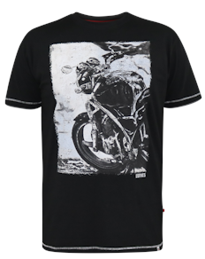 D555 Pinewood T-Shirt mit Fahrrad-Fotodruck, schwarz