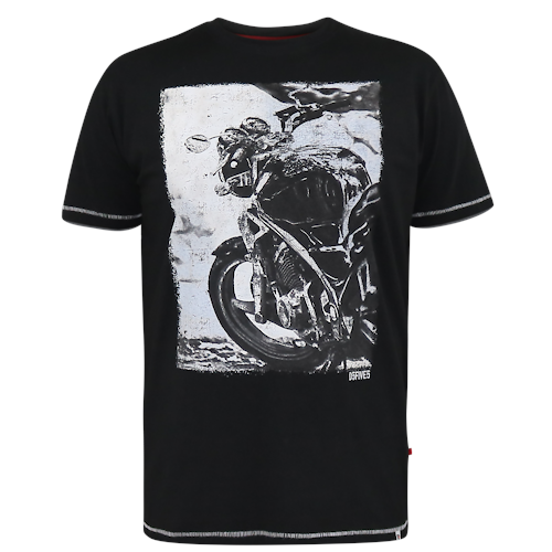 D555 Pinewood T-Shirt mit Fahrrad-Fotodruck, schwarz
