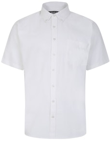 Bigdude Button Down Oxford Short Sleeve Shirt White Tall